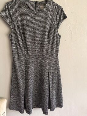 H&M Gray Textured Fit-and-Flare Mini Dress